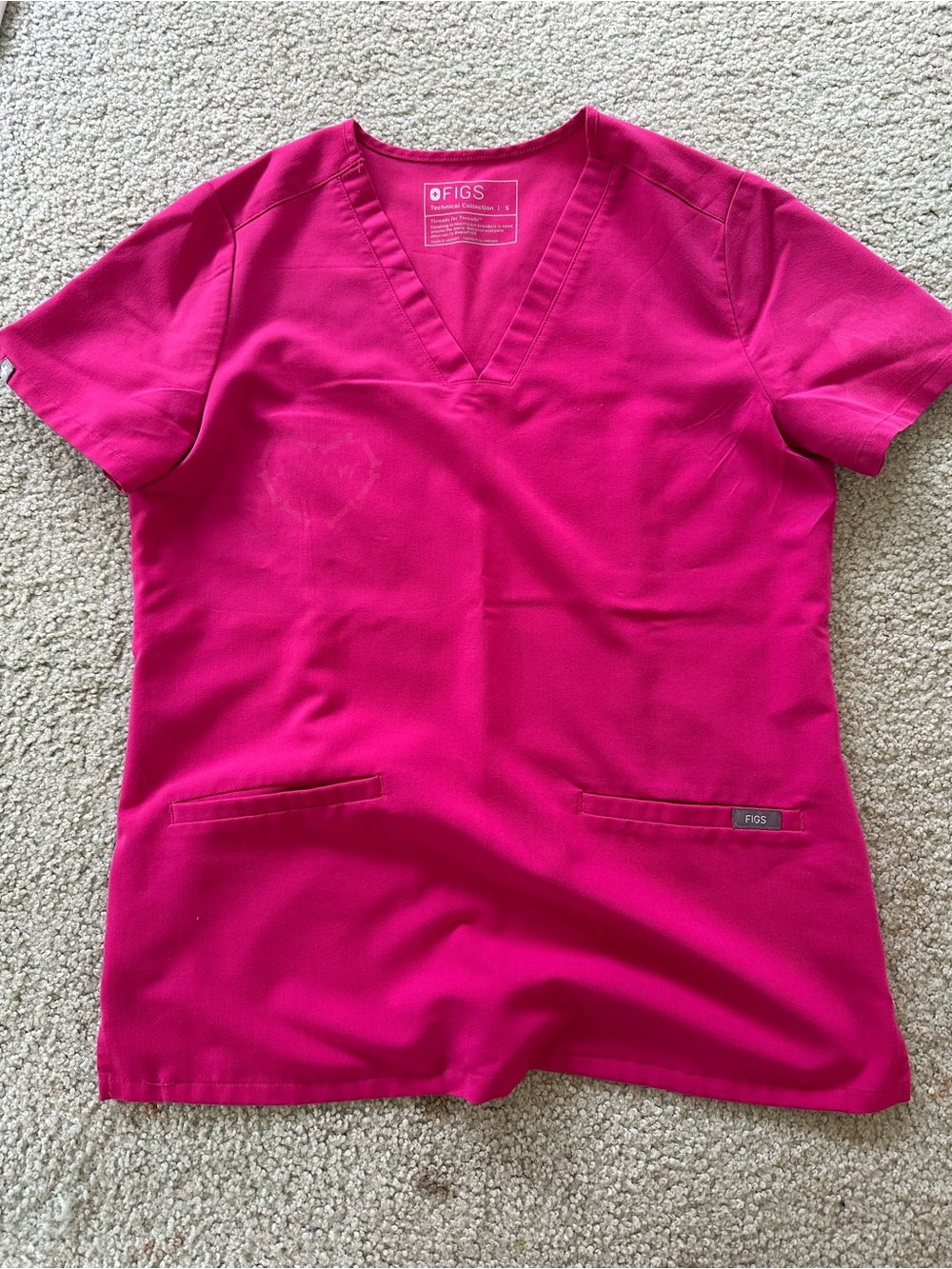 FIGS SHOCKING PINK Women's V-Neck Medical Scrub Top